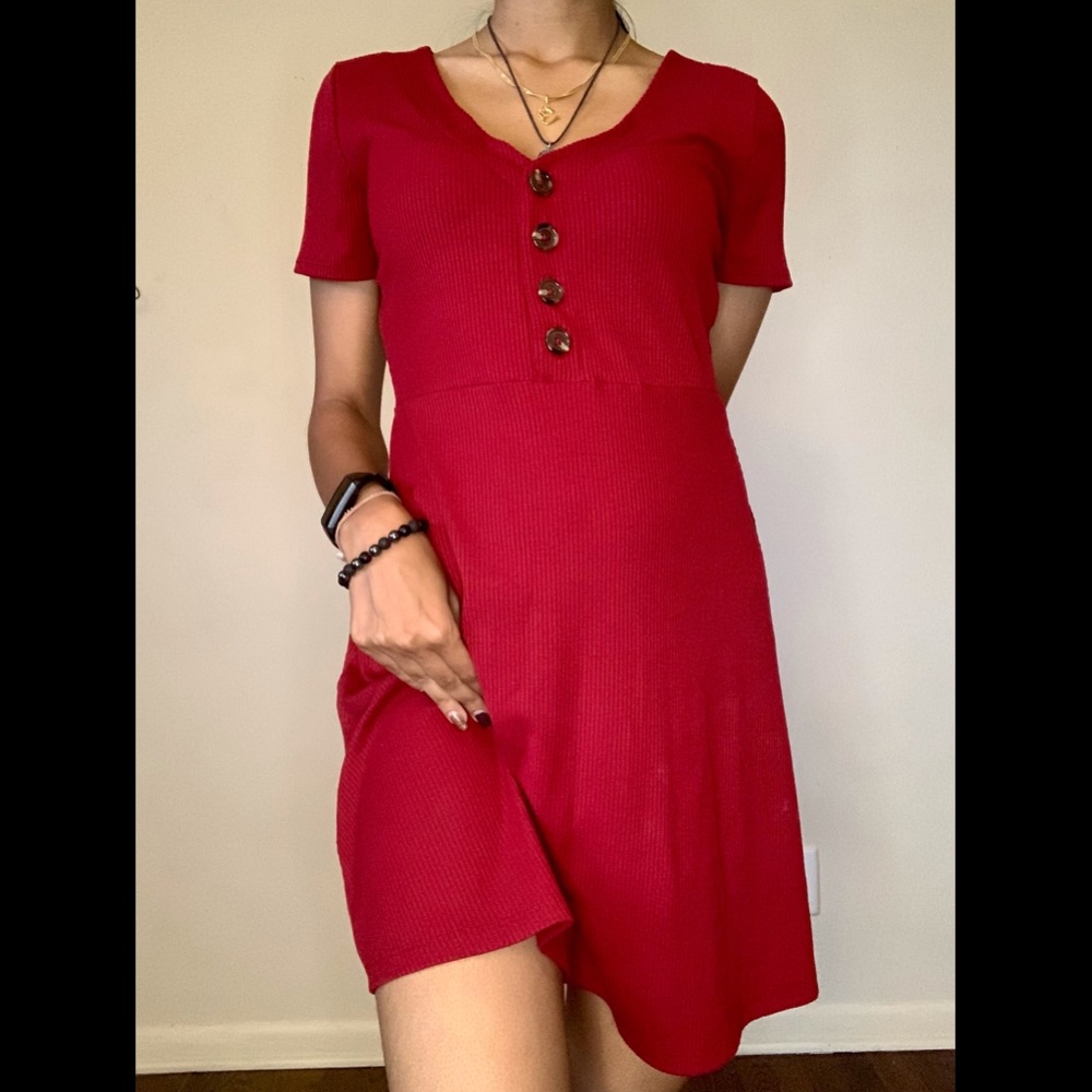 Button-Front Skater Dress